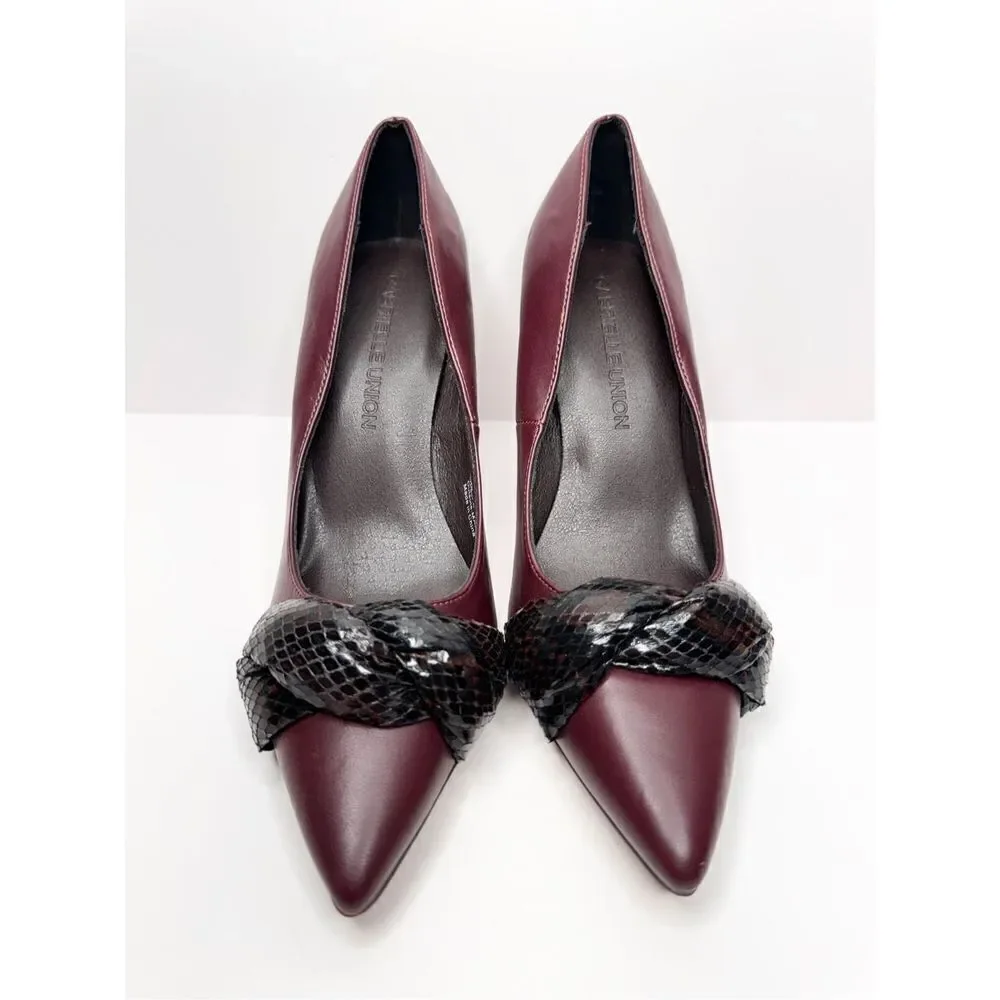 Gabrielle Union Pumps‎ Size 7.5 Pointed Toe Burgundy Twist Detail Slip On Shoes
